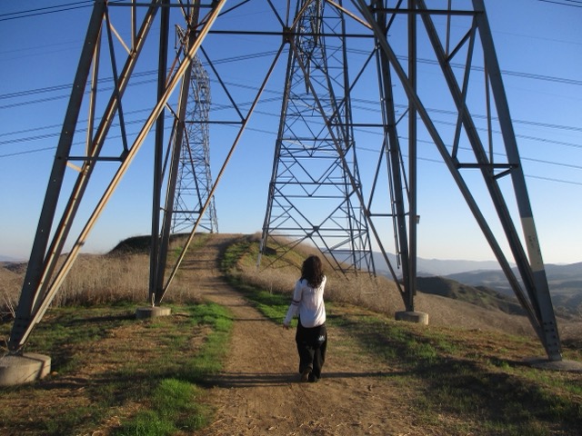 walking on campus at sunset